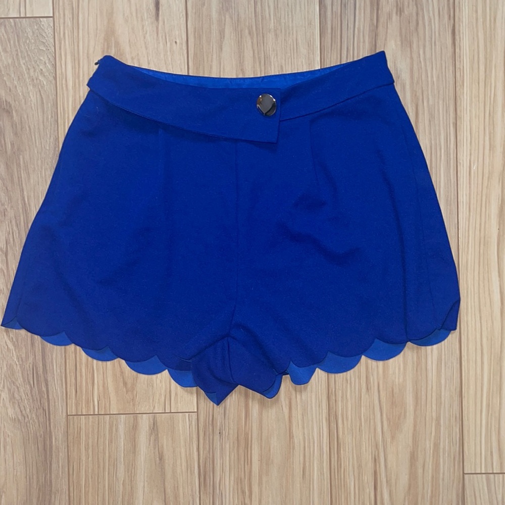 SHEIN Royal Blue Shorts with Scallop Detail and Zipper Fasten TBD P